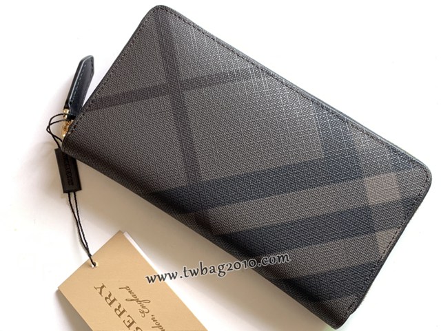 Burberry專門店新款煙熏格子男女長錢包 巴寶莉官方新配色小號拉鏈錢包 yxb1342